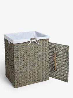 John Lewis Grey Rattan Laundry Basket - view 2, Grey