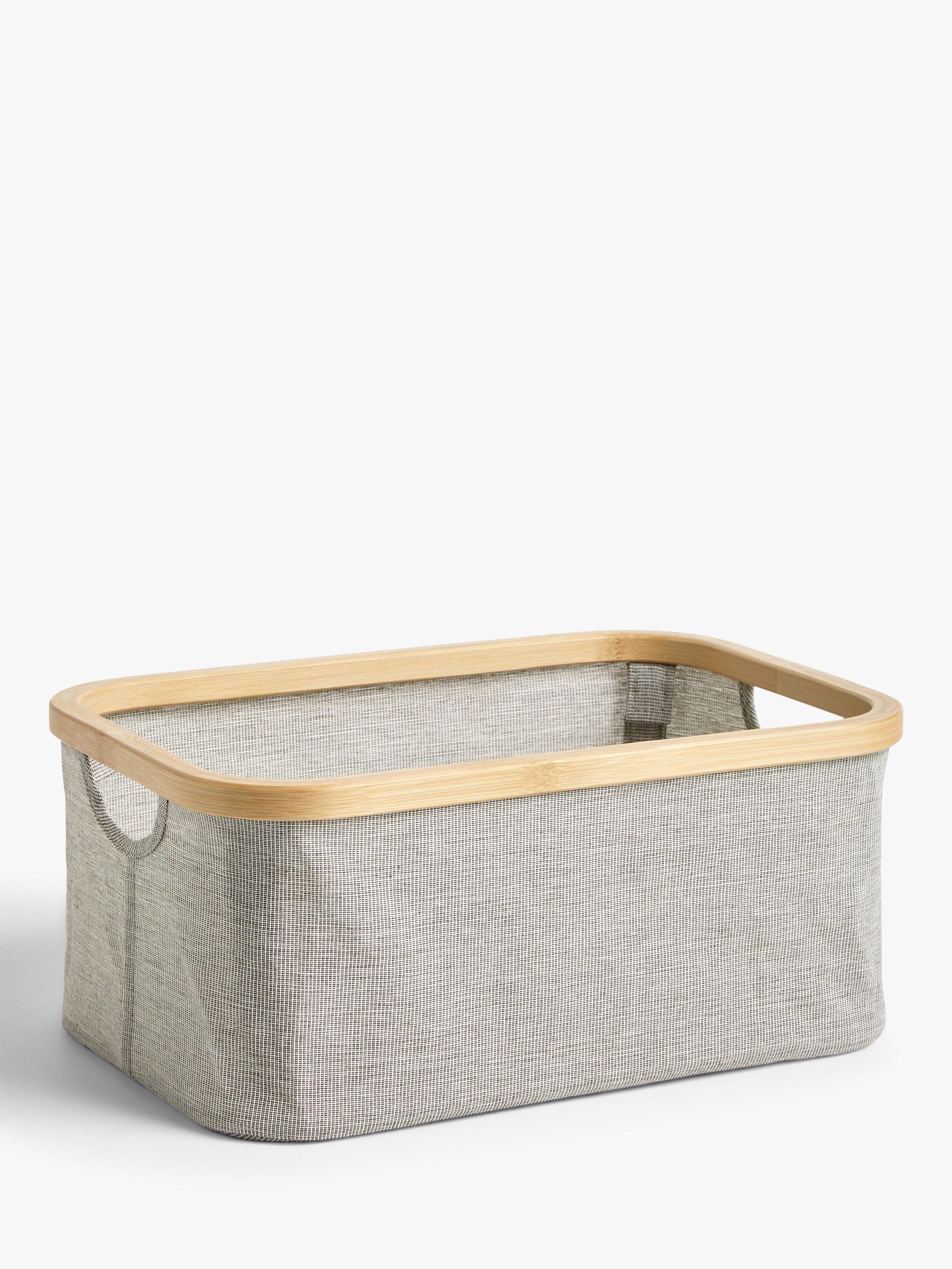John Lewis Bamboo Rim Open Storage Basket, H16 x W38 x D26cm