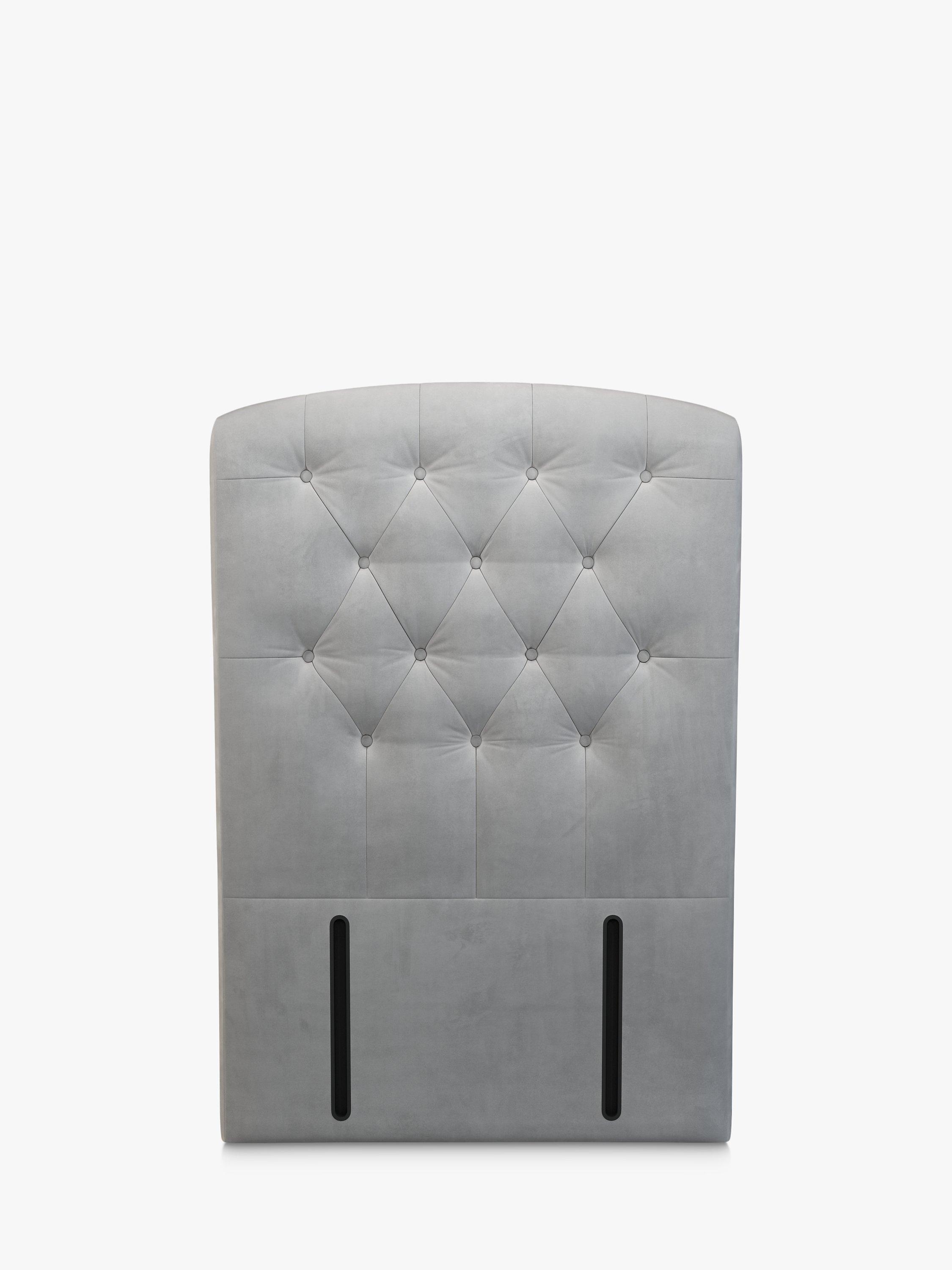 John Lewis Rouen Full Depth Upholstered Headboard, Single, Deep Velvet Steel