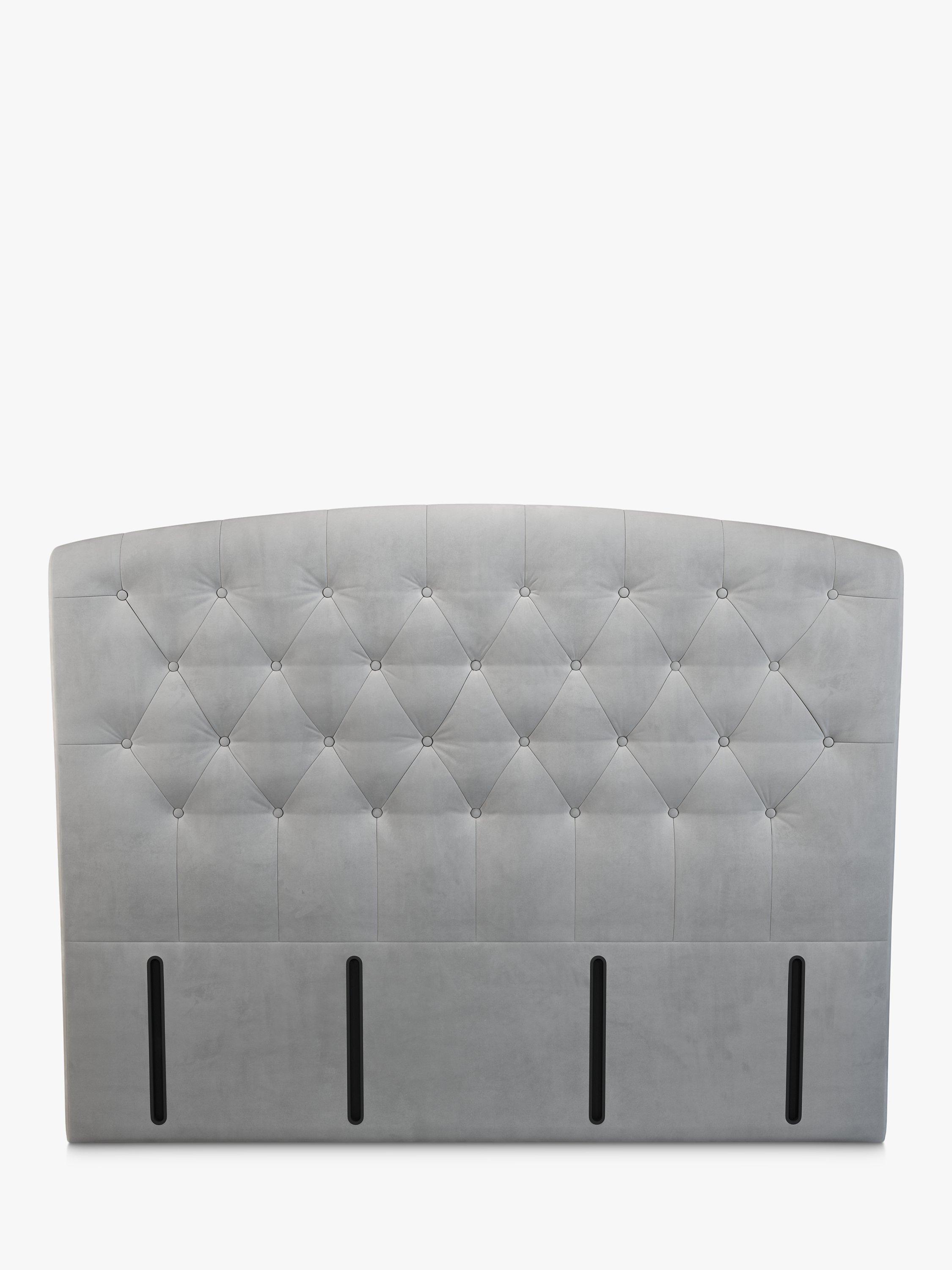 John Lewis Rouen Full Depth Upholstered Headboard, Super King Size, Deep Velvet Steel