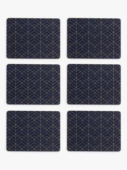 John Lewis Cork-Backed Deco Placemats, Set of 6, Navy/Gold, Navy/Gold