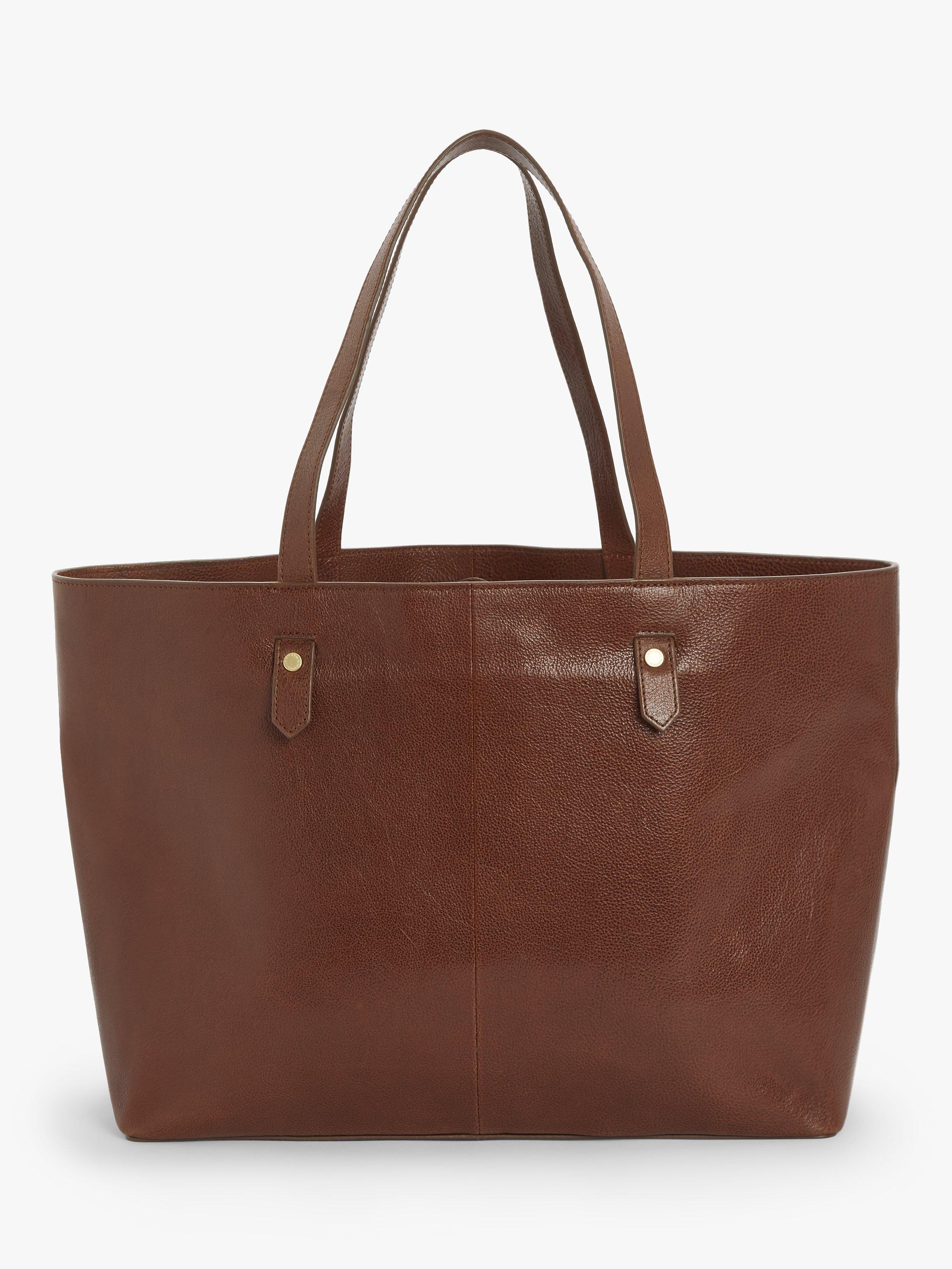 John Lewis & Partners Leather East/West Tote Bag, Tan