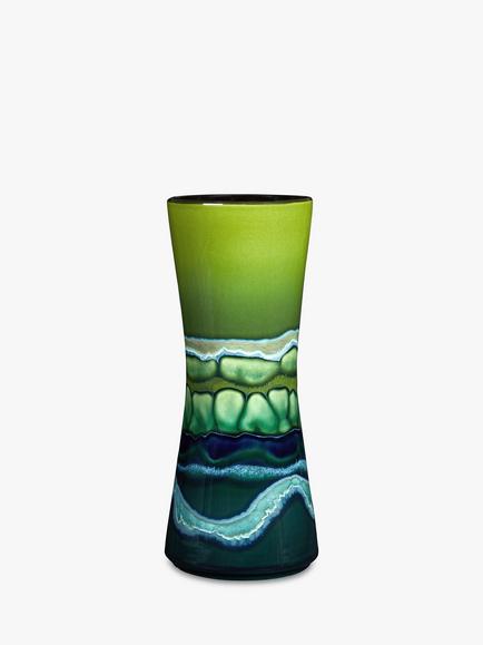 Poole Pottery Maya Hourglass Vase, H34cm, Green, Green