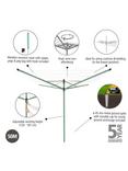 Brabantia Lift-O-Matic Rotary Clothes Outdoor Airer Washing Line with Ground Spike, Cover, Peg Bag and Pegs, 50m