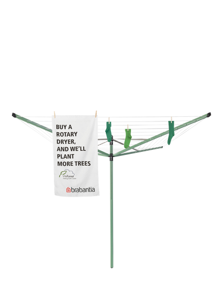 Brabantia Lift-O-Matic Rotary Clothes Outdoor Airer Washing Line with Ground Spike, Cover, Peg Bag and Pegs, 50m - view 2, Leaf Green