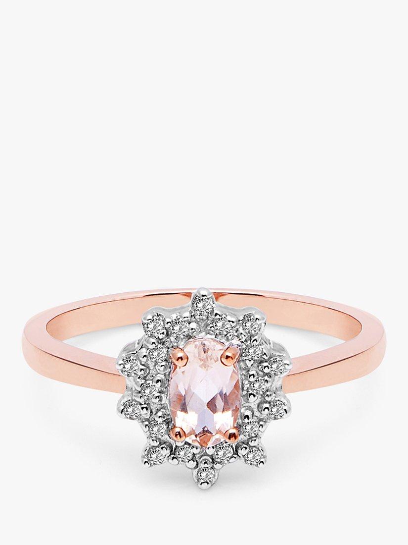 E.W Adams 9ct Rose Gold Morganite and Diamond Ring