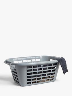 John Lewis Rectangular Laundry Basket, Grey - view 2, Grey