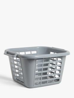 John Lewis Square Plastic Laundry Basket, Grey, Grey
