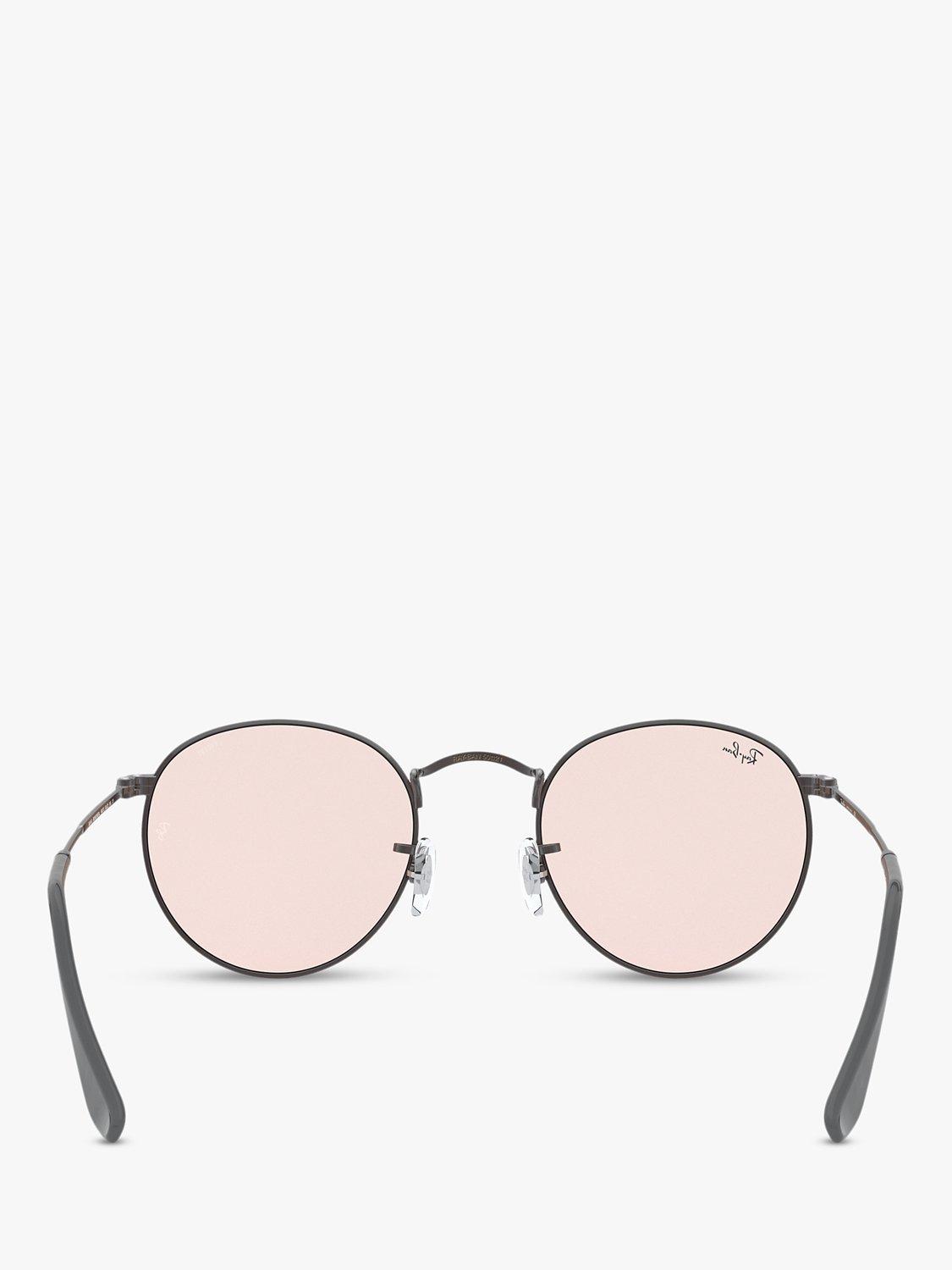 Product image 7 of 11, which shows Ray-Ban RB3447 Men's Round Metal Sunglasses, Grey/Pink