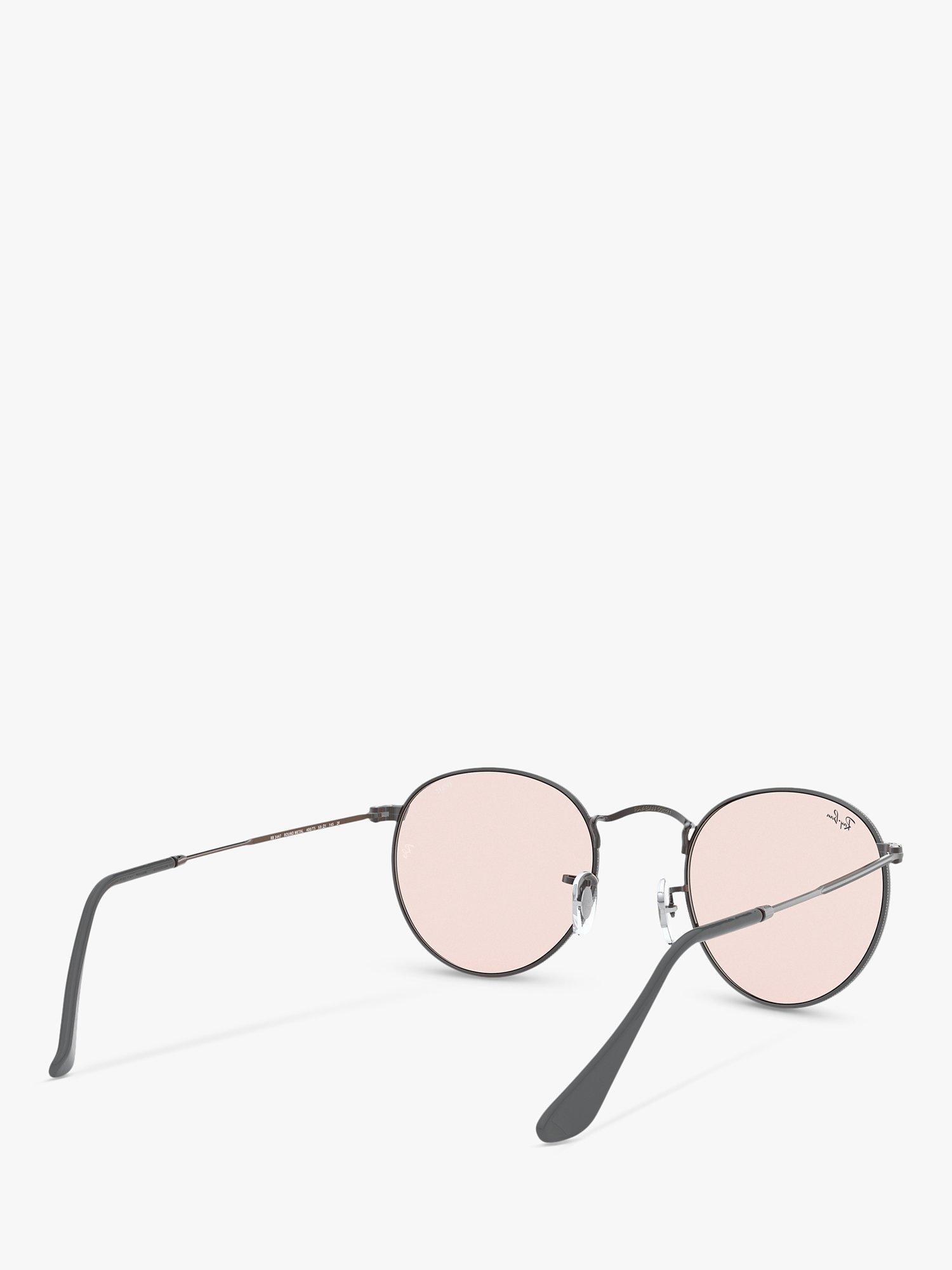 Product image 8 of 11, which shows Ray-Ban RB3447 Men's Round Metal Sunglasses, Grey/Pink