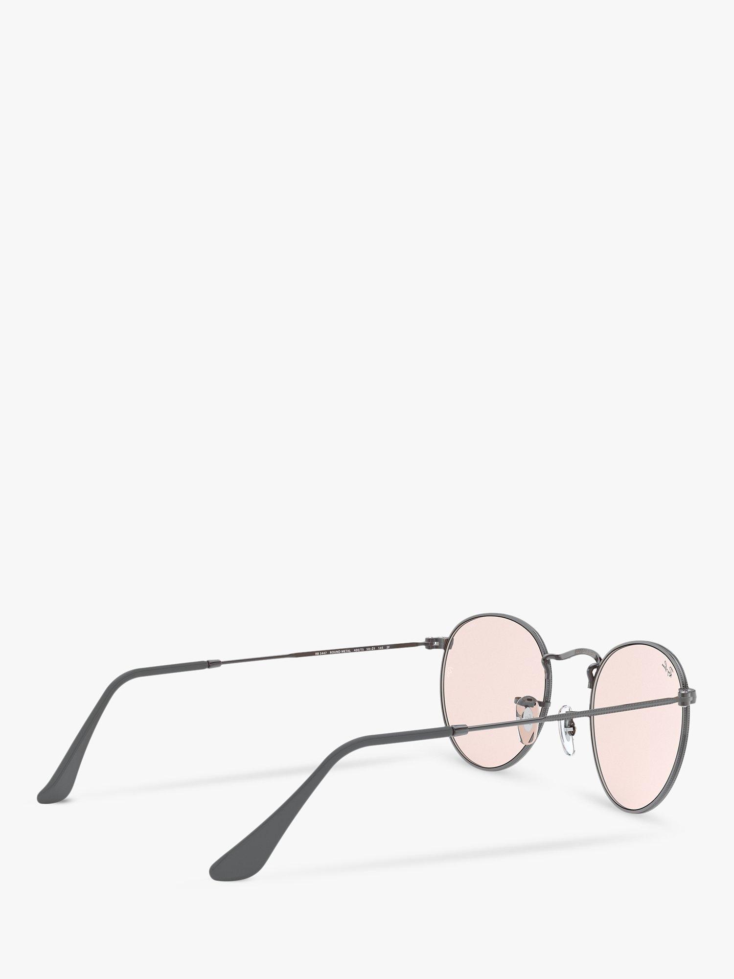 Product image 9 of 11, which shows Ray-Ban RB3447 Men's Round Metal Sunglasses, Grey/Pink