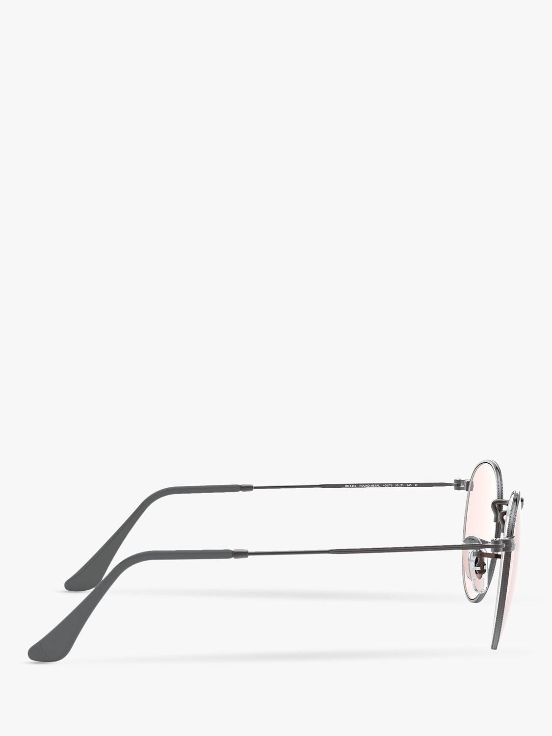 Product image 10 of 11, which shows Ray-Ban RB3447 Men's Round Metal Sunglasses, Grey/Pink