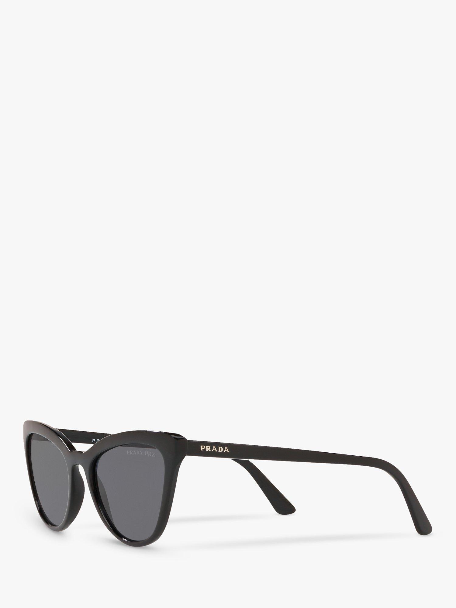 Product image 2 of 11, which shows Prada PR 01VS Women's Polarised Cat's Eye Sunglasses, Black/Grey