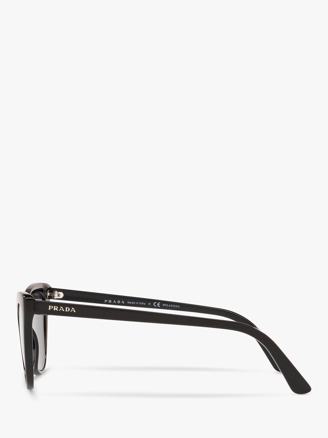 Product image 4 of 11, which shows Prada PR 01VS Women's Polarised Cat's Eye Sunglasses, Black/Grey