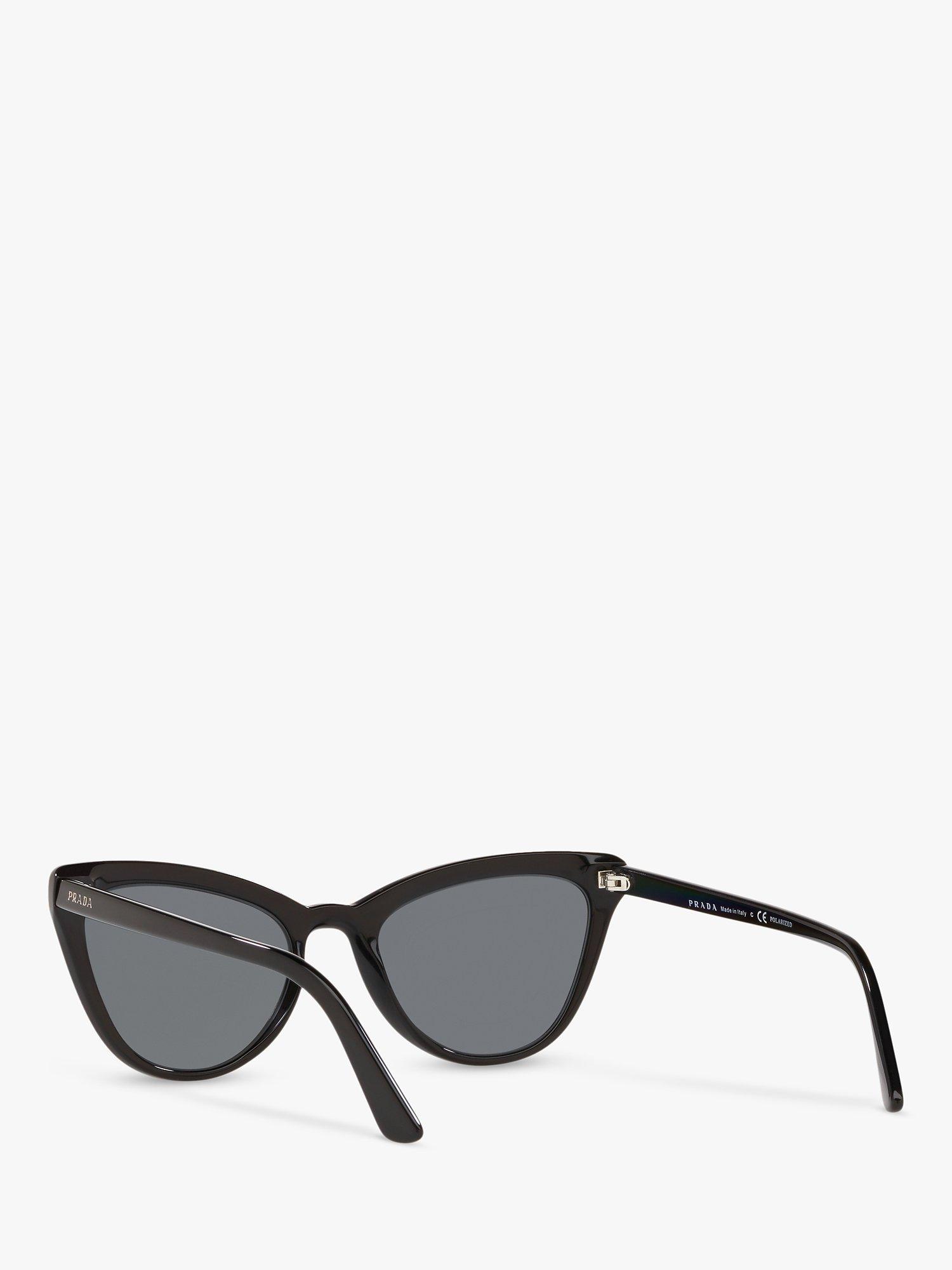 Product image 6 of 11, which shows Prada PR 01VS Women's Polarised Cat's Eye Sunglasses, Black/Grey