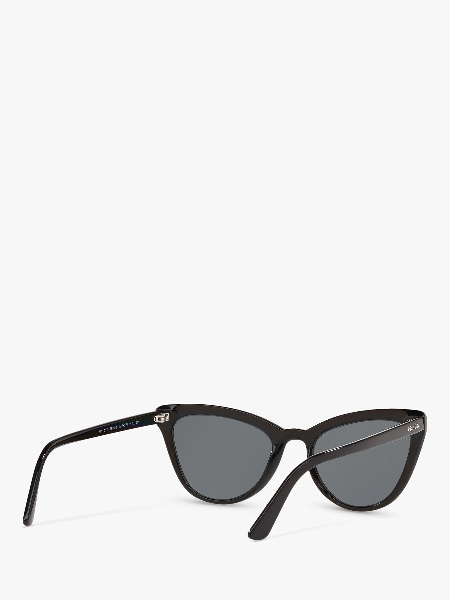 Product image 8 of 11, which shows Prada PR 01VS Women's Polarised Cat's Eye Sunglasses, Black/Grey