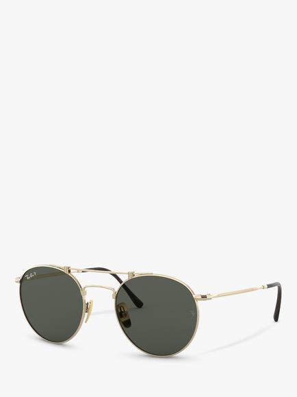 Ray-Ban RB8147 Unisex Round Double Bridge Sunglasses, Metallics, Metallics