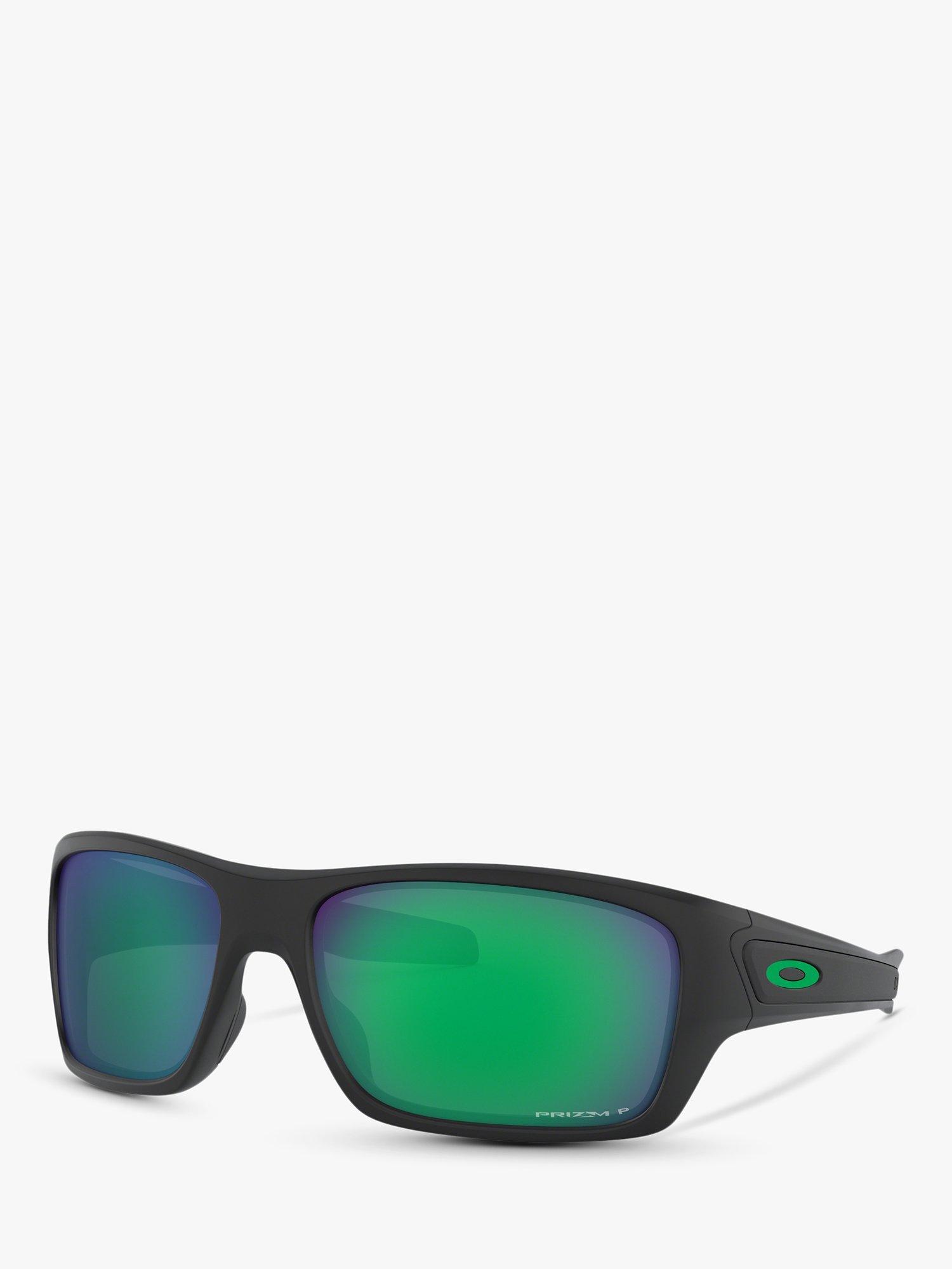 Product image 1 of 11, which shows Oakley OO9263 Men's Turbine Prizm Polarised Sunglasses, Matte Black/Green