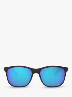 Ray-Ban RB4330 Unisex Chromance Polarised Square Sunglasses - view 2, Black/Mirrored Blue