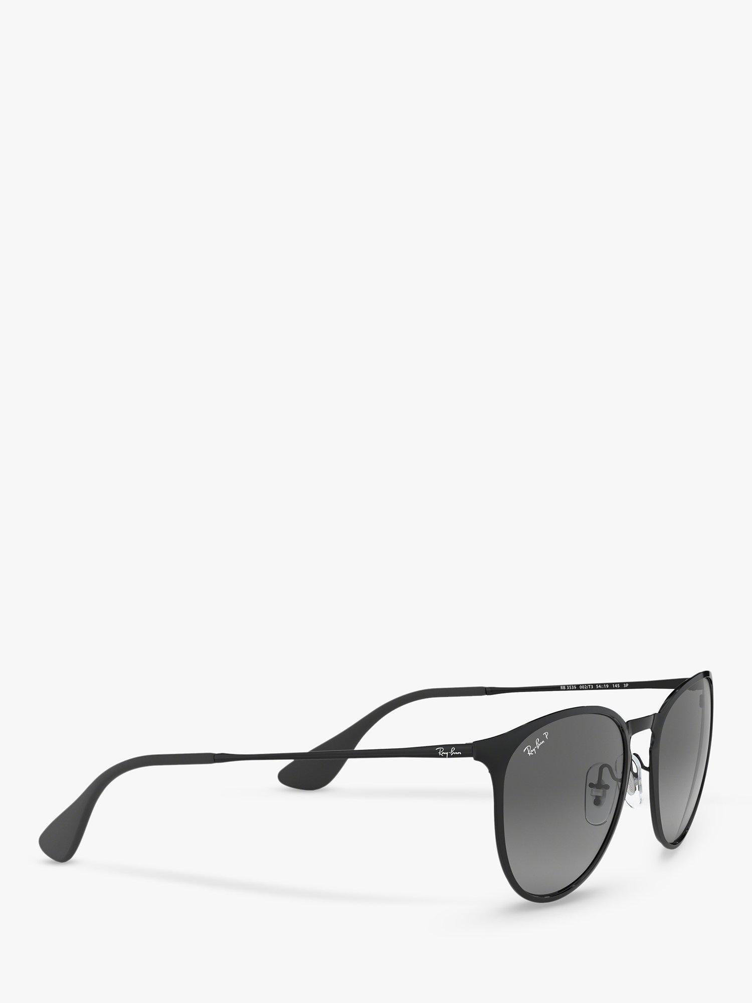 Product image 11 of 11, which shows Ray-Ban RB3539 Women's Erika Polarised Oval Sunglasses, Black/Grey Gradient