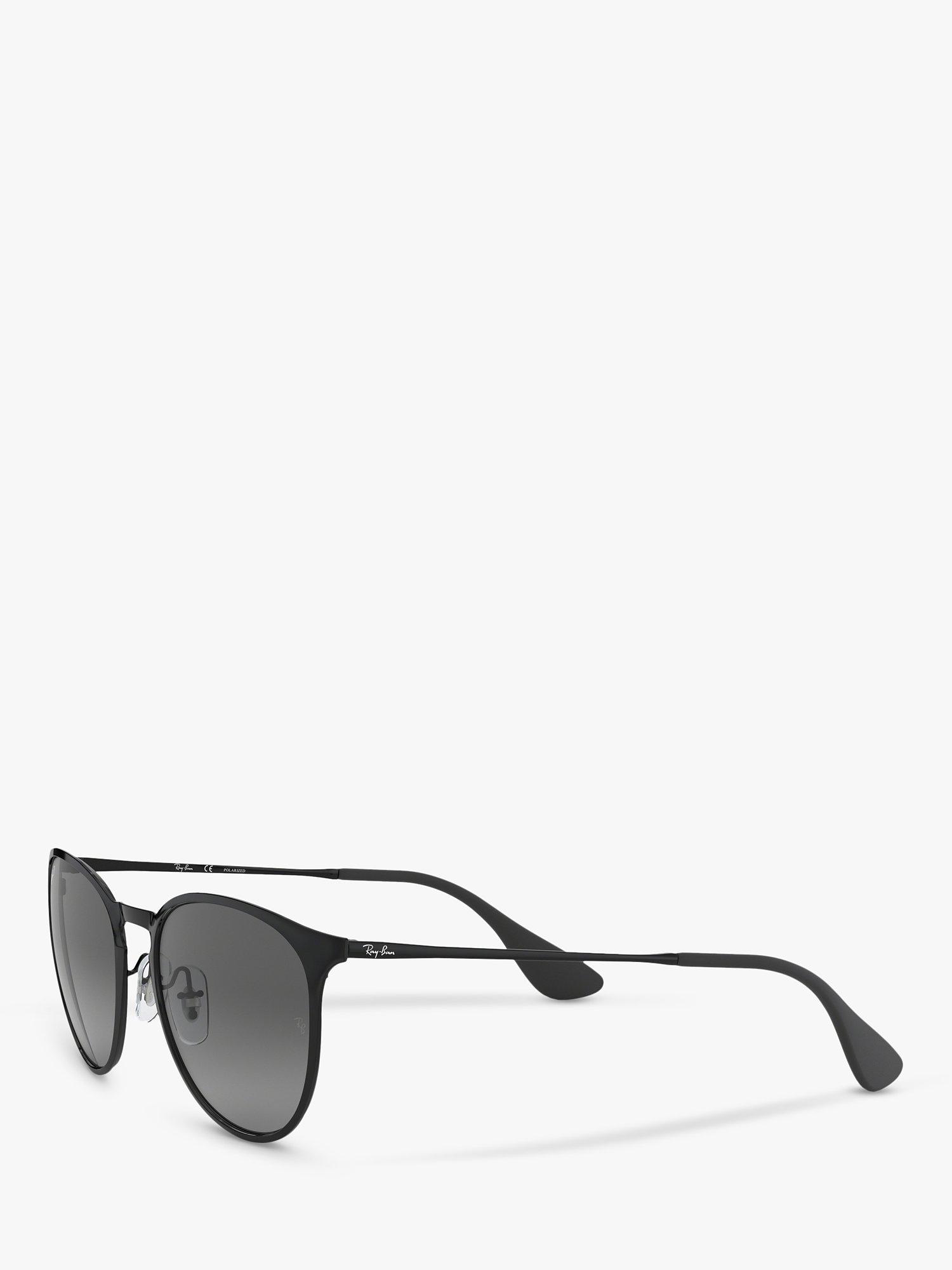 Product image 2 of 11, which shows Ray-Ban RB3539 Women's Erika Polarised Oval Sunglasses, Black/Grey Gradient
