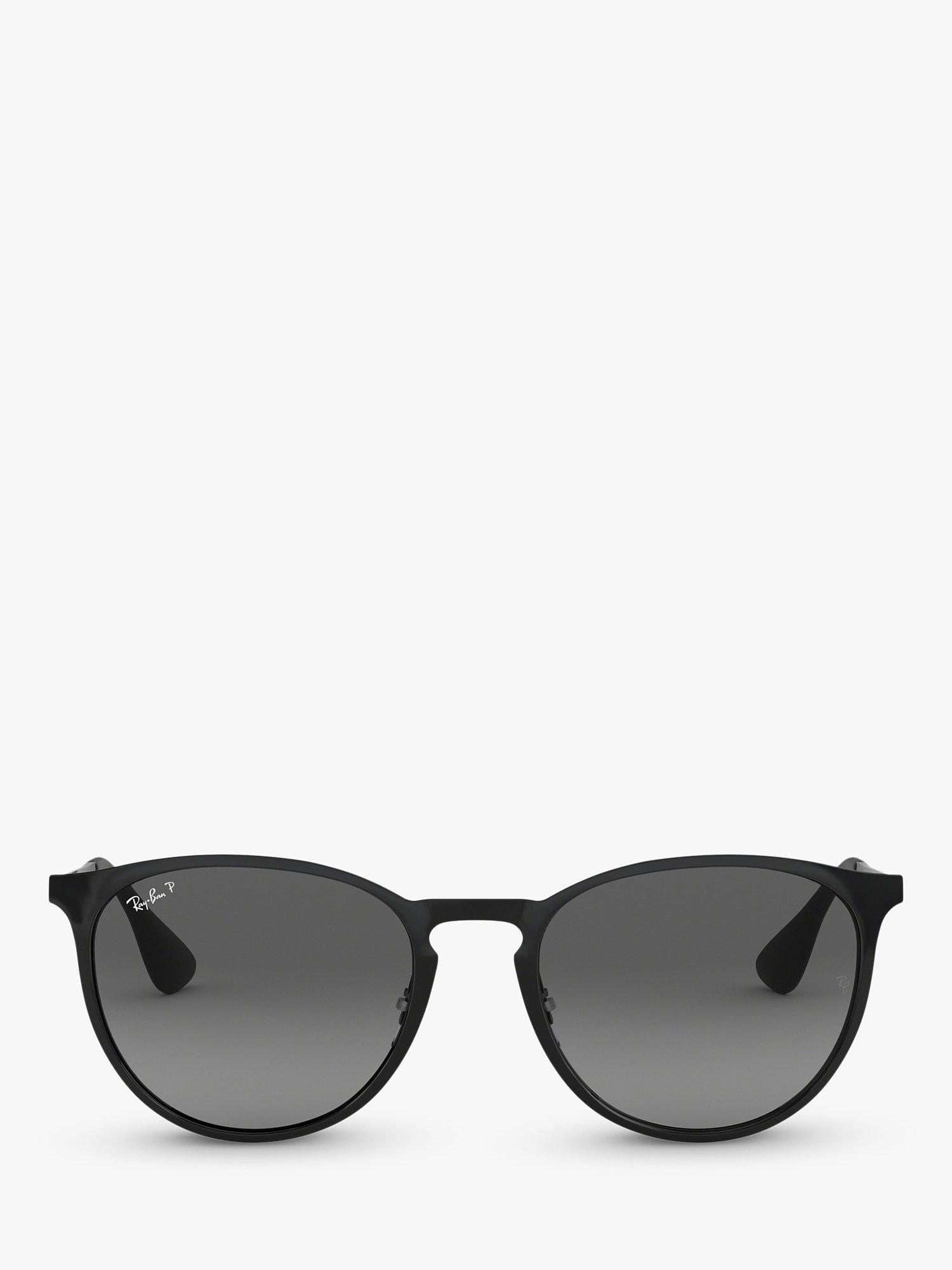 Product image 3 of 11, which shows Ray-Ban RB3539 Women's Erika Polarised Oval Sunglasses, Black/Grey Gradient
