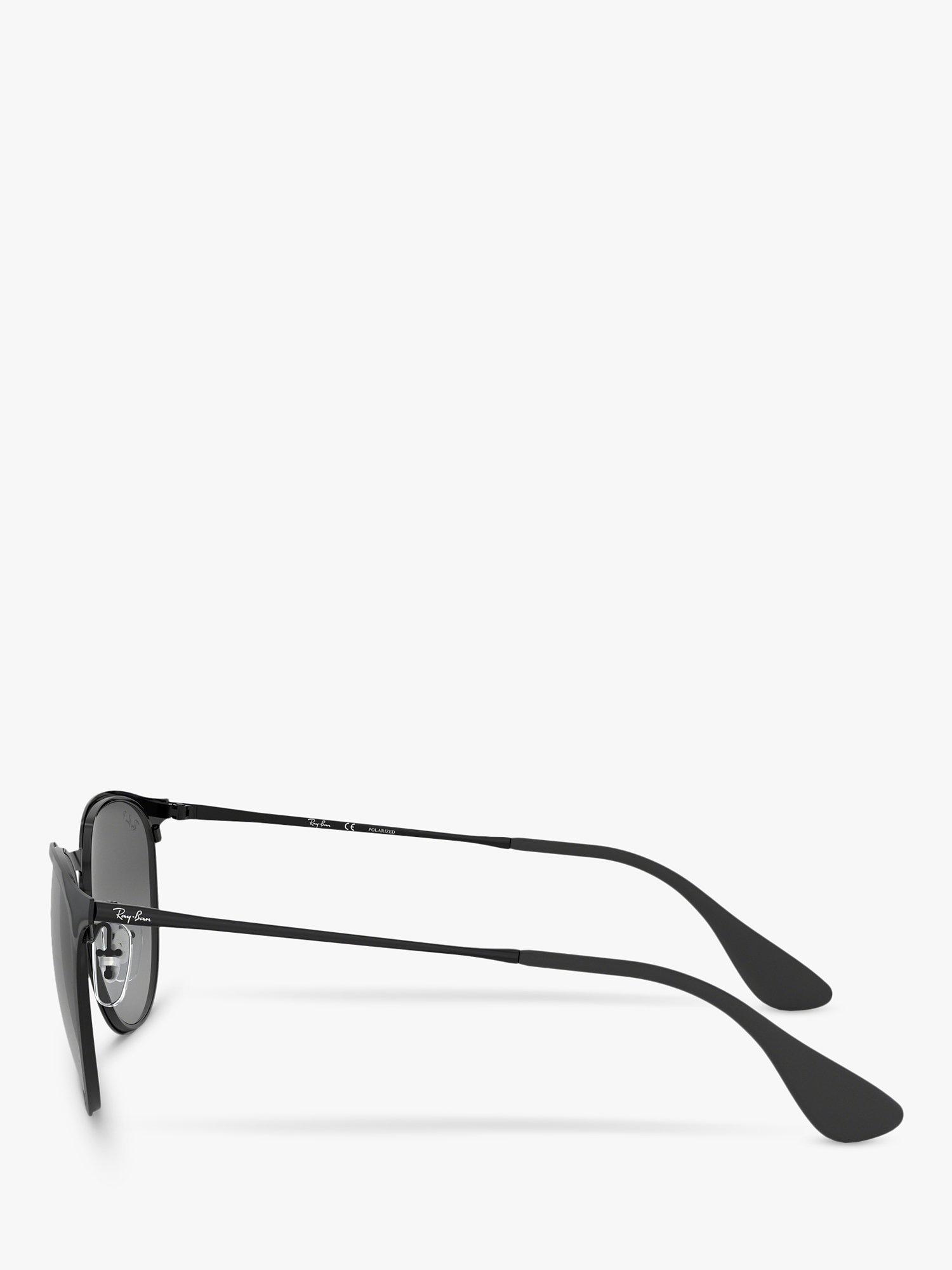 Product image 4 of 11, which shows Ray-Ban RB3539 Women's Erika Polarised Oval Sunglasses, Black/Grey Gradient