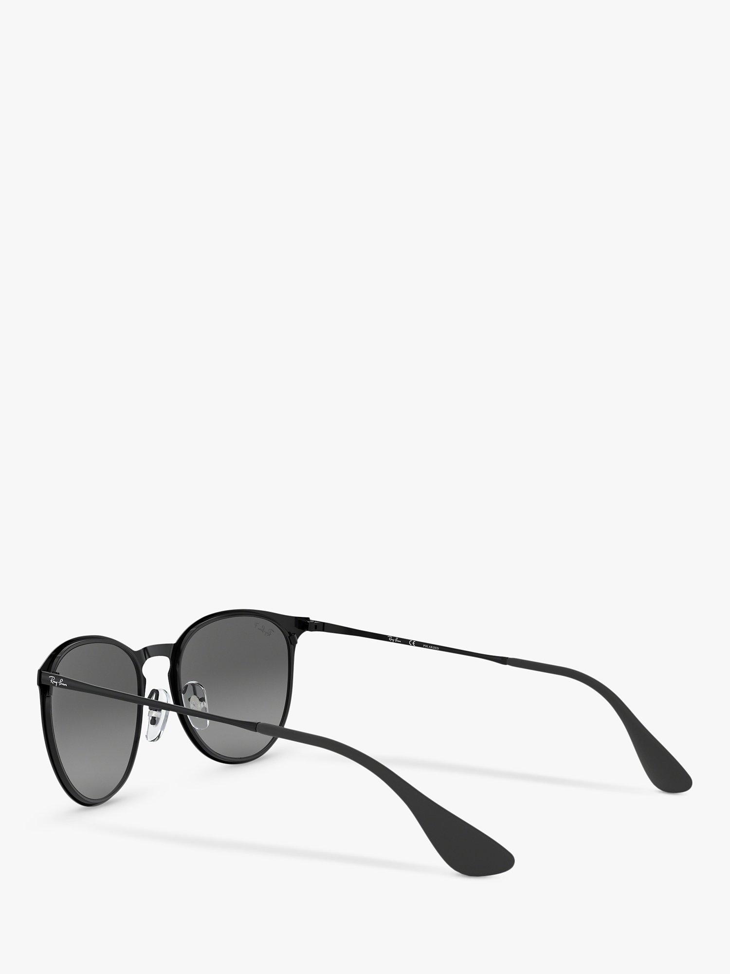 Product image 5 of 11, which shows Ray-Ban RB3539 Women's Erika Polarised Oval Sunglasses, Black/Grey Gradient