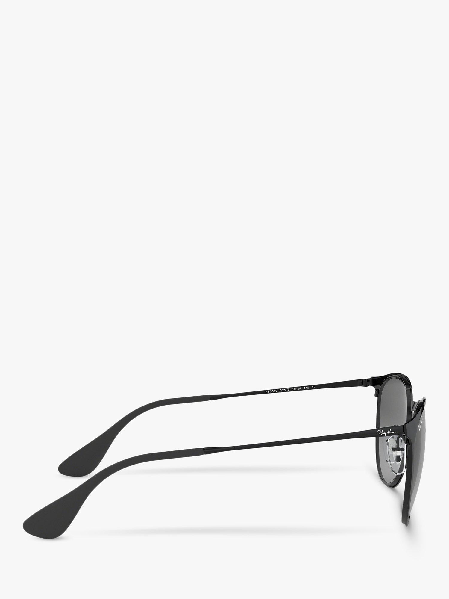 Product image 10 of 11, which shows Ray-Ban RB3539 Women's Erika Polarised Oval Sunglasses, Black/Grey Gradient