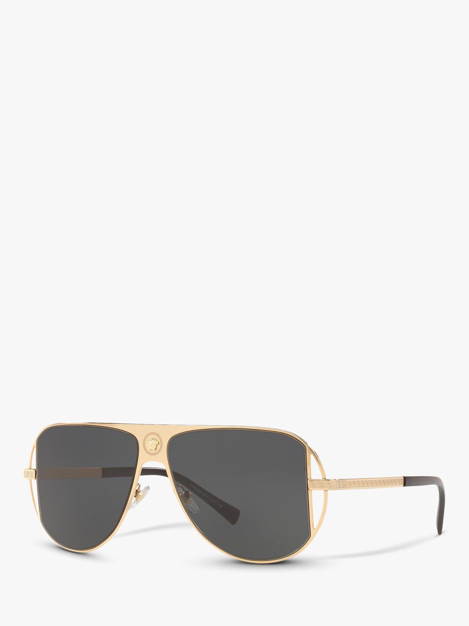 Product image 1 of 11, which shows Versace VE2212 Men's Aviator Sunglasses, Gold/Black