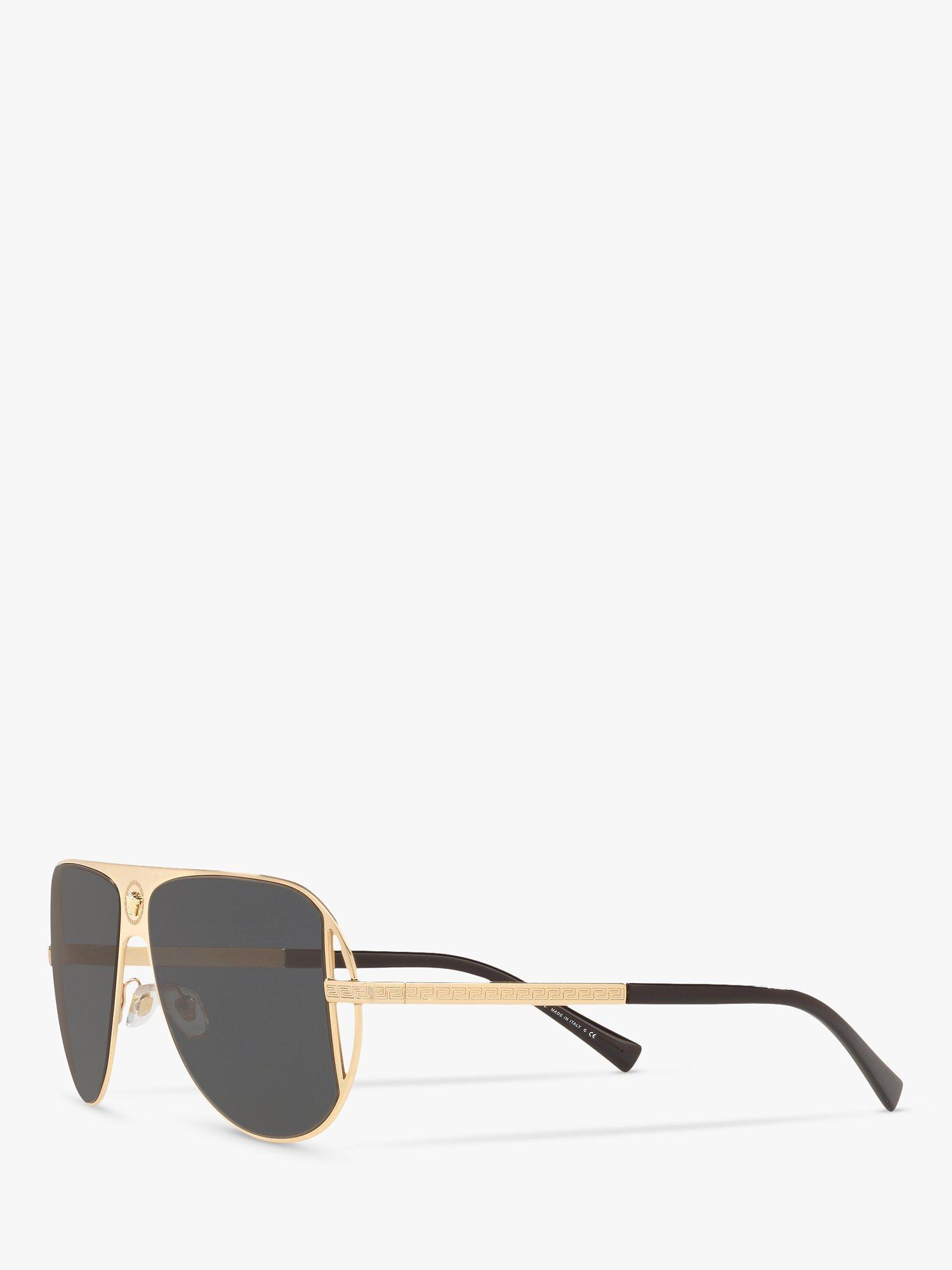 Product image 2 of 11, which shows Versace VE2212 Men's Aviator Sunglasses, Gold/Black