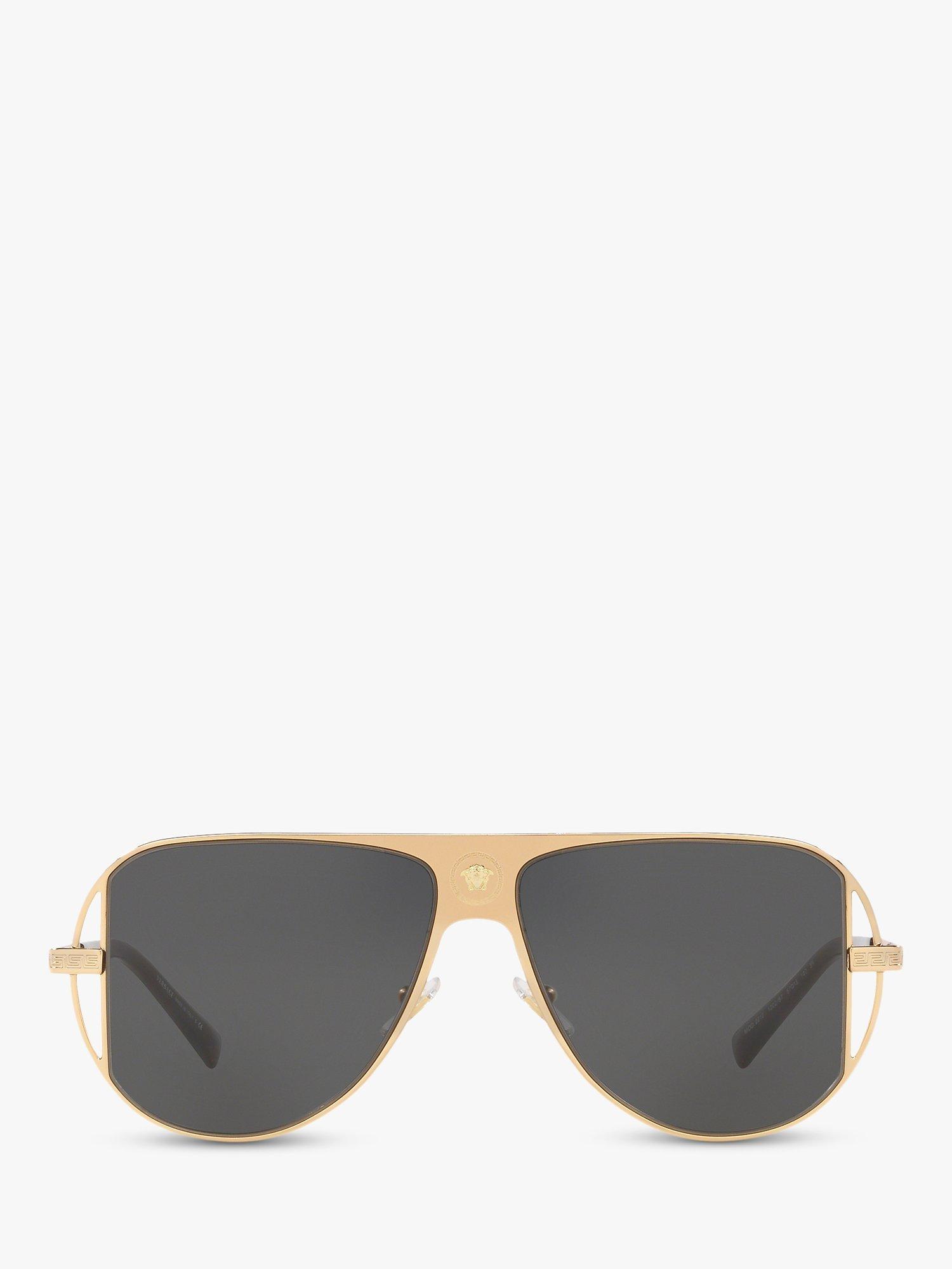 Product image 3 of 11, which shows Versace VE2212 Men's Aviator Sunglasses, Gold/Black
