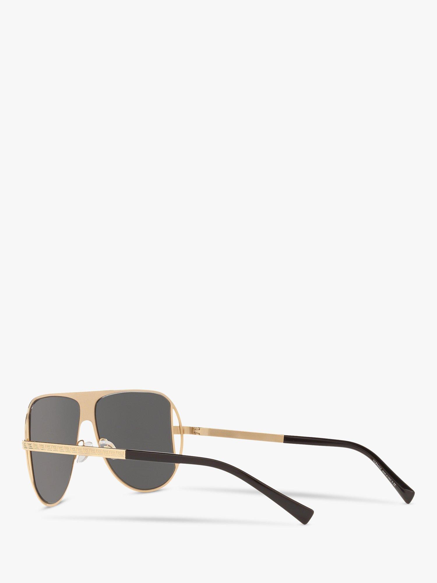 Product image 5 of 11, which shows Versace VE2212 Men's Aviator Sunglasses, Gold/Black