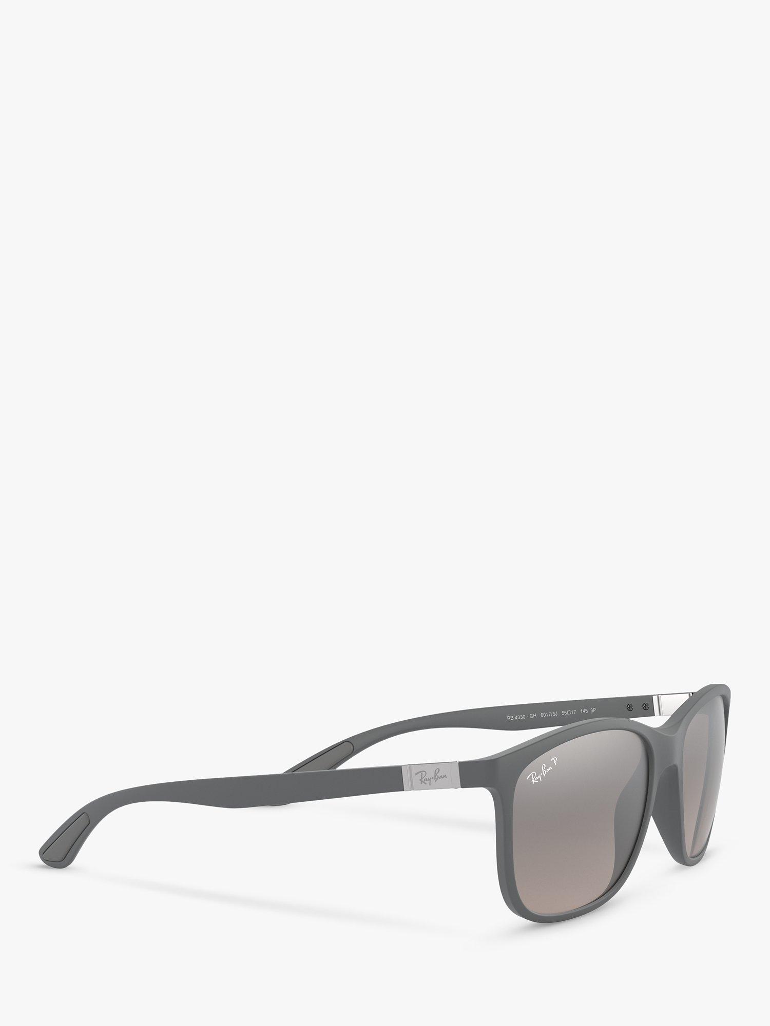 Product image 11 of 11, which shows Ray-Ban RB4330 Unisex Chromance Polarised Square Sunglasses, Grey/Mirrored Silver
