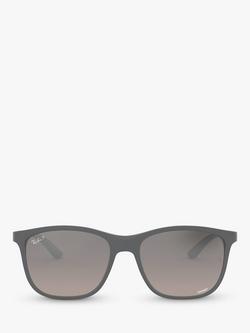 Ray-Ban RB4330 Unisex Chromance Polarised Square Sunglasses - view 2, Grey/Mirrored Silver