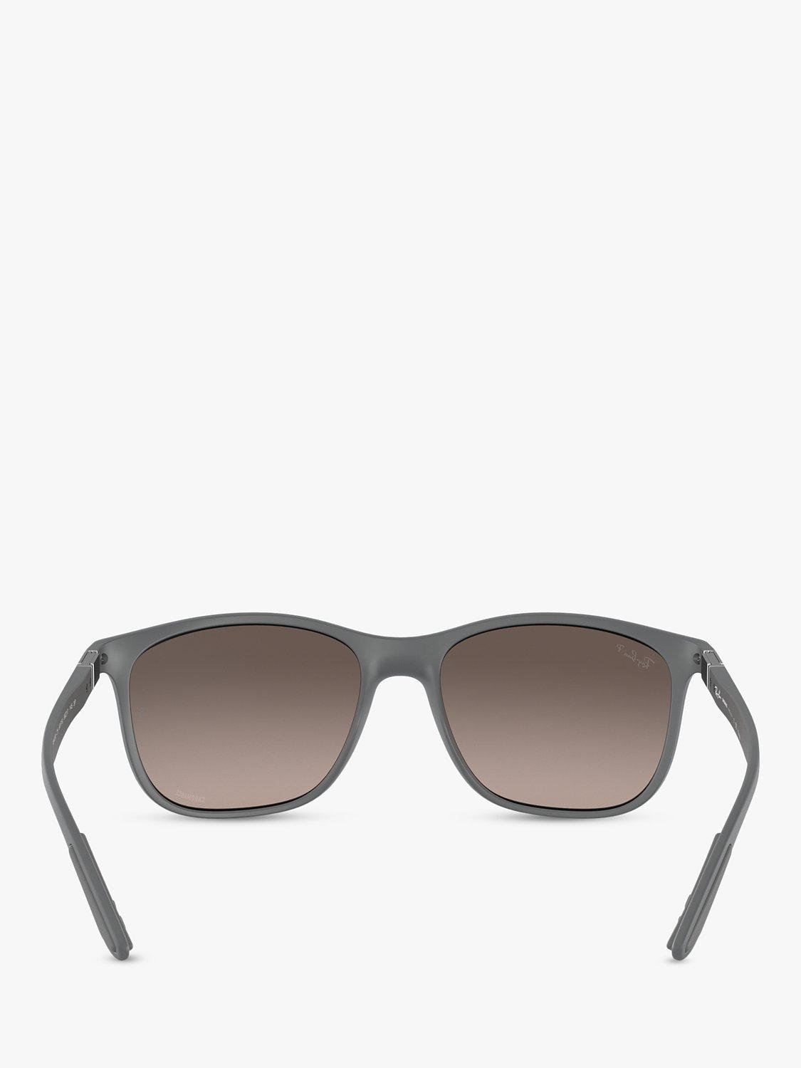 Product image 4 of 11, which shows Ray-Ban RB4330 Unisex Chromance Polarised Square Sunglasses, Grey/Mirrored Silver