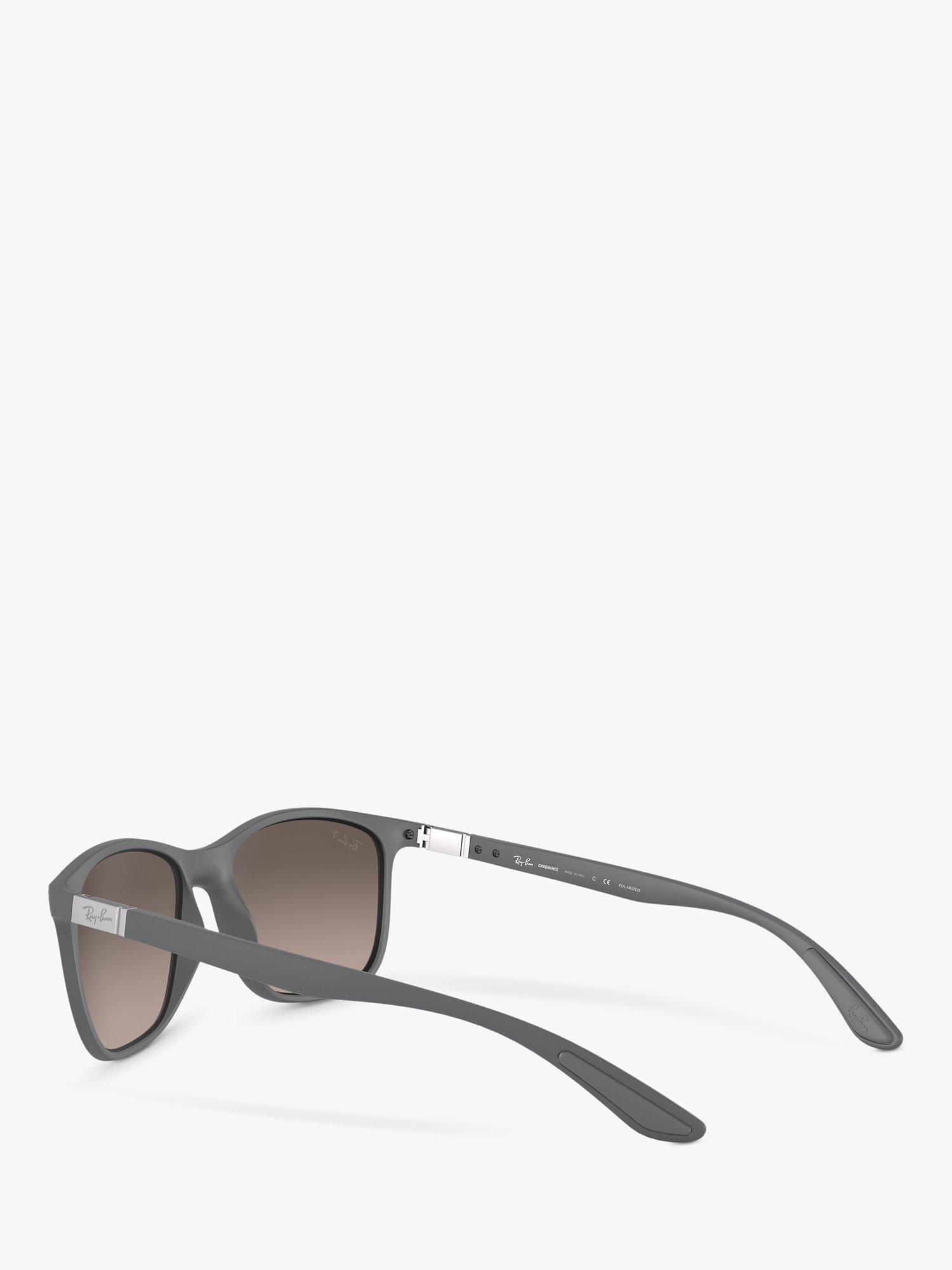 Product image 5 of 11, which shows Ray-Ban RB4330 Unisex Chromance Polarised Square Sunglasses, Grey/Mirrored Silver