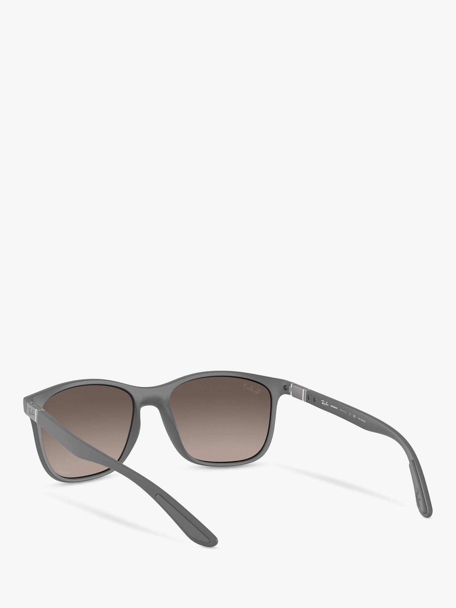 Product image 6 of 11, which shows Ray-Ban RB4330 Unisex Chromance Polarised Square Sunglasses, Grey/Mirrored Silver