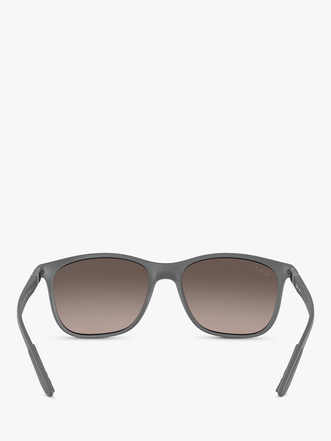 Product image 7 of 11, which shows Ray-Ban RB4330 Unisex Chromance Polarised Square Sunglasses, Grey/Mirrored Silver