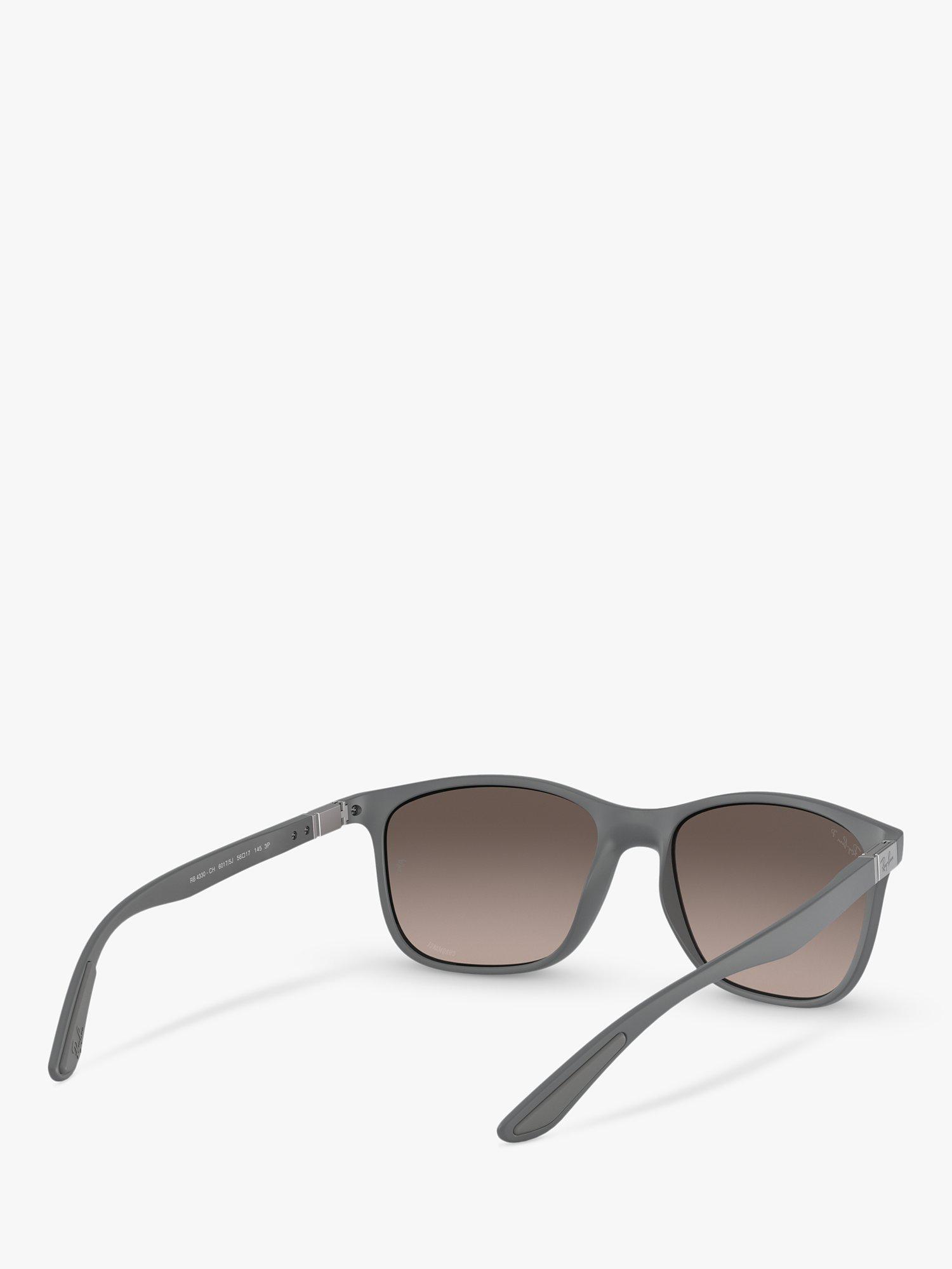 Product image 8 of 11, which shows Ray-Ban RB4330 Unisex Chromance Polarised Square Sunglasses, Grey/Mirrored Silver