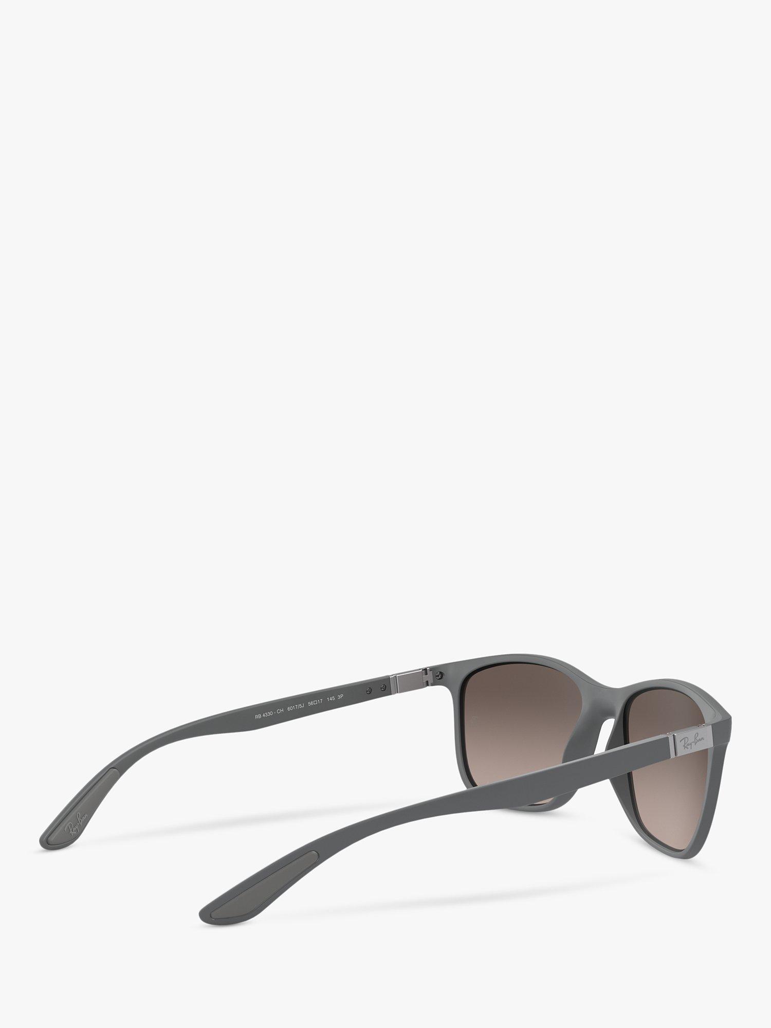 Product image 9 of 11, which shows Ray-Ban RB4330 Unisex Chromance Polarised Square Sunglasses, Grey/Mirrored Silver