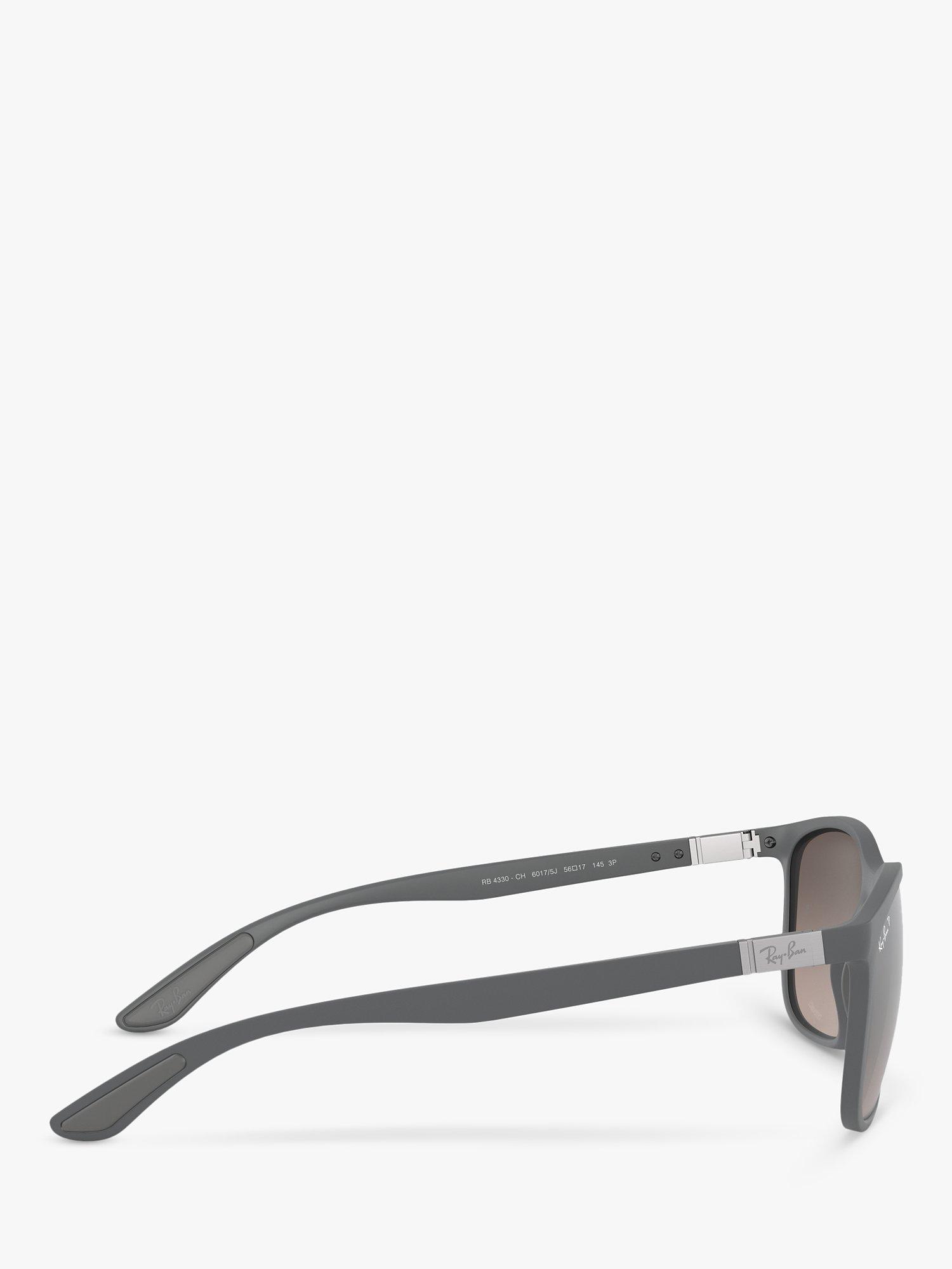 Product image 10 of 11, which shows Ray-Ban RB4330 Unisex Chromance Polarised Square Sunglasses, Grey/Mirrored Silver