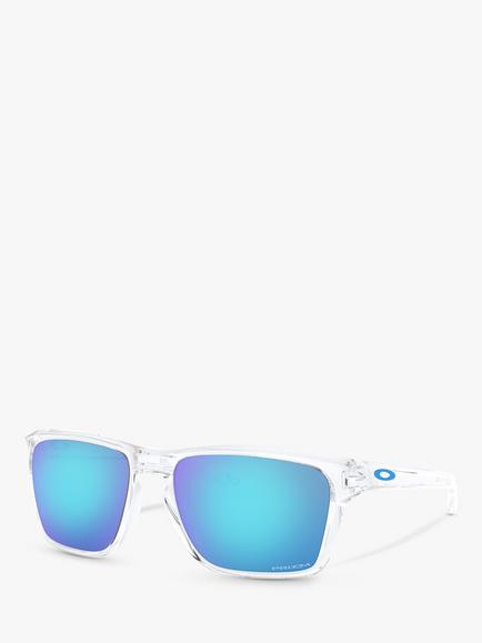 Oakley OO9448 Men's Sylas Prizm Rectangular Sunglasses, Clear/Mirror Blue