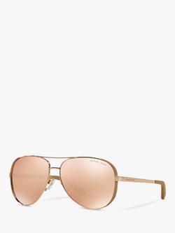 Michael Kors MK5004 Women's Chelsea Aviator Sunglasses, Gold/Mirror Pink, Gold/Mirror Pink