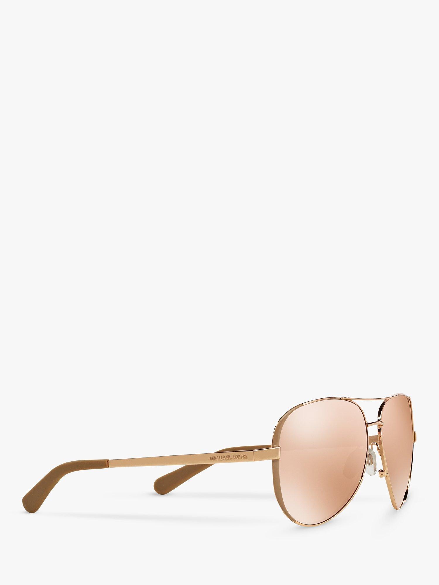 Product image 11 of 11, which shows Michael Kors MK5004 Women's Chelsea Aviator Sunglasses, Gold/Mirror Pink