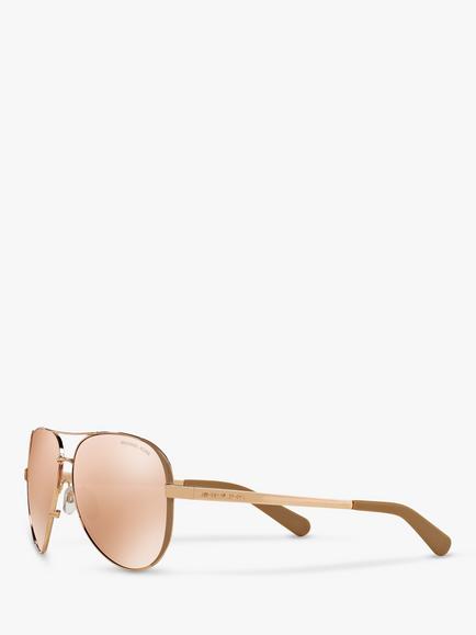 Michael Kors MK5004 Women's Chelsea Aviator Sunglasses, Gold/Mirror Pink - view 2, Gold/Mirror Pink