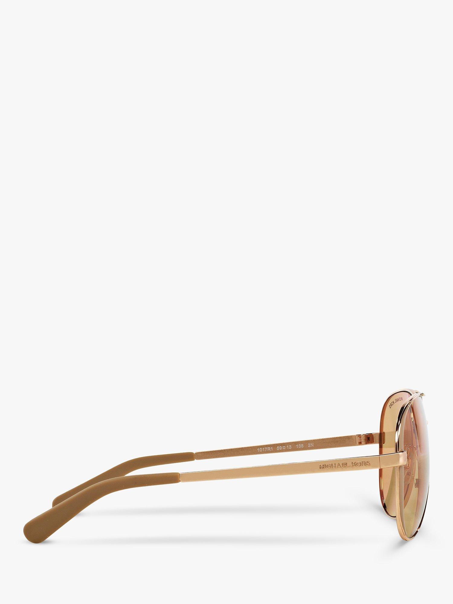 Product image 10 of 11, which shows Michael Kors MK5004 Women's Chelsea Aviator Sunglasses, Gold/Mirror Pink