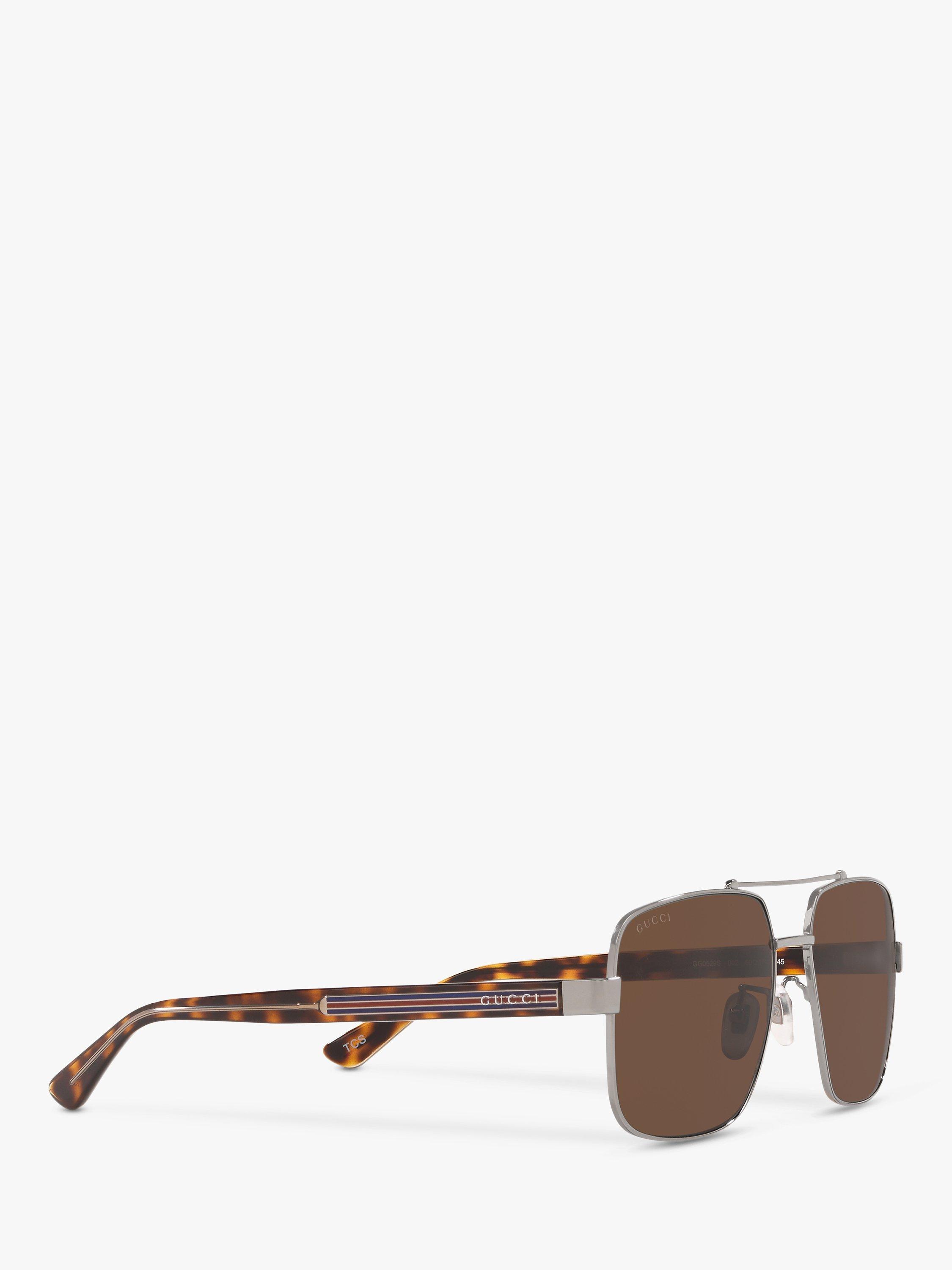 Product image 11 of 11, which shows Gucci GC001245 Men's Aviator Sunglasses, Silver/Brown