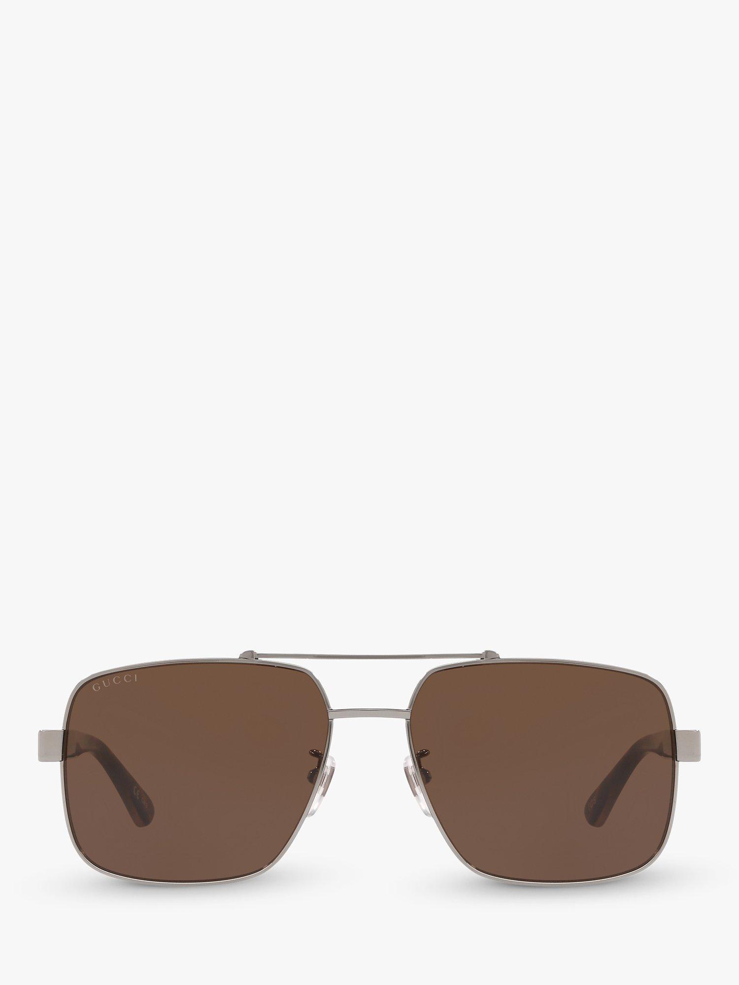 Product image 2 of 11, which shows Gucci GC001245 Men's Aviator Sunglasses, Silver/Brown