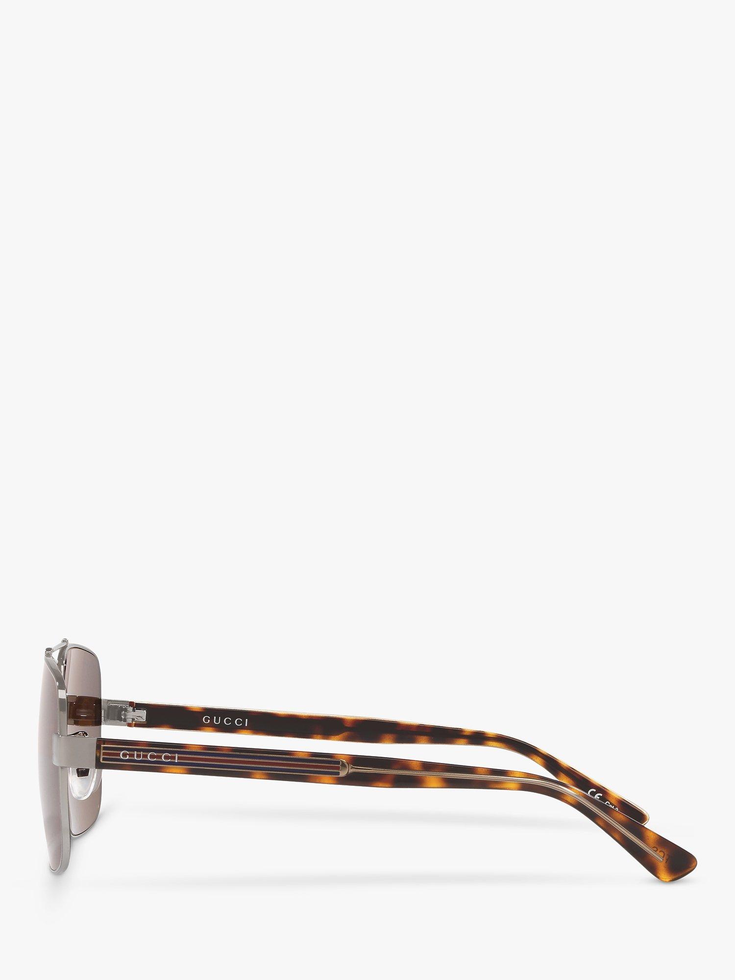Product image 3 of 11, which shows Gucci GC001245 Men's Aviator Sunglasses, Silver/Brown